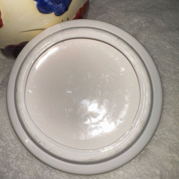 Macys The Cellar Laurie Gates vtg pansey and butterfly cookie jar - Picture 7 of 7